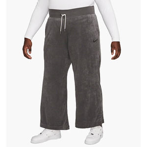 NIKE Women's High Waist Wide Leg Terry Pants w/Pockets Plus Size 1X Gray